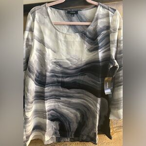 * New Alfani Marble Swirl Print Top Blouse SZ Large *